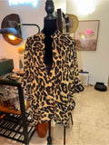 Leopard Print Button-Down Shirt - Tan/Black