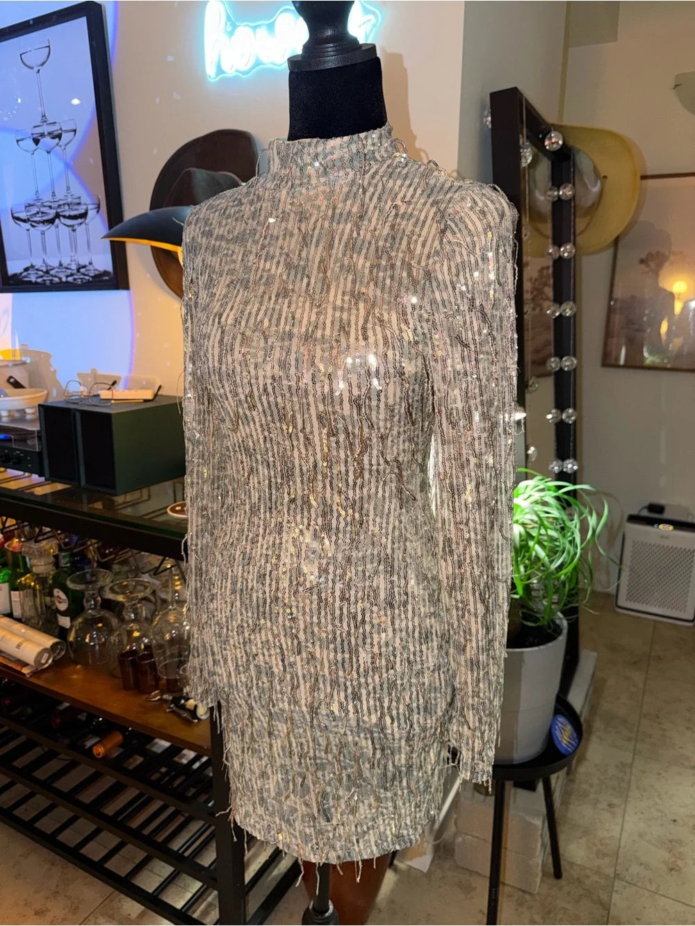NEW WITH TAG Forever 21 Silver Sequin Mini Dress | Sparkly Fringe Party Chic