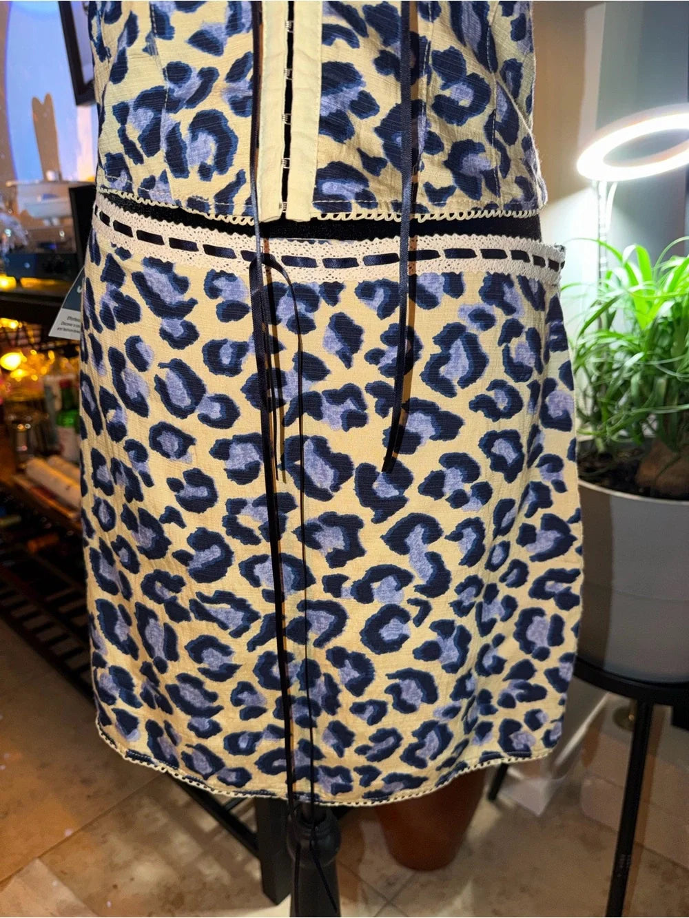 Bailey Rose Strapless Leopard Print Mini Dress | Blue & Cream Party Chic