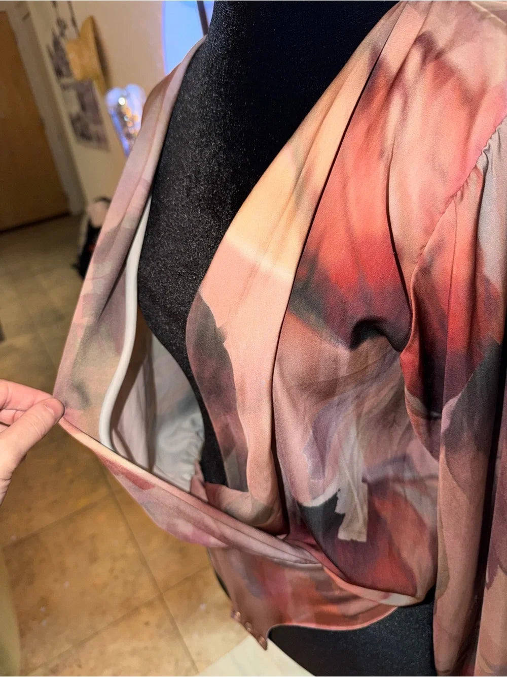 Zara Multicolor Pink Floral Wrap-Style Bodysuit