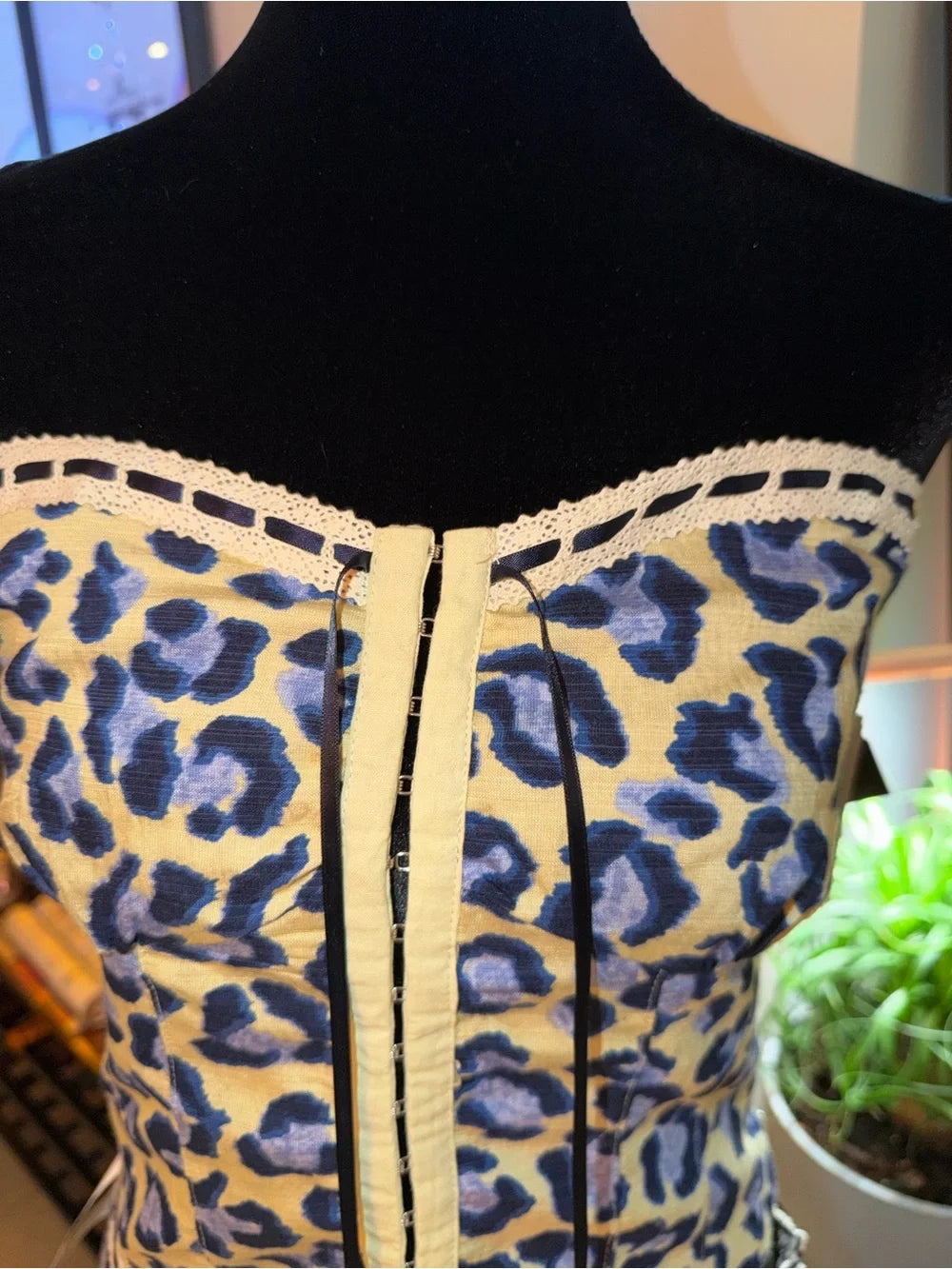 Bailey Rose Strapless Leopard Print Mini Dress | Blue & Cream Party Chic