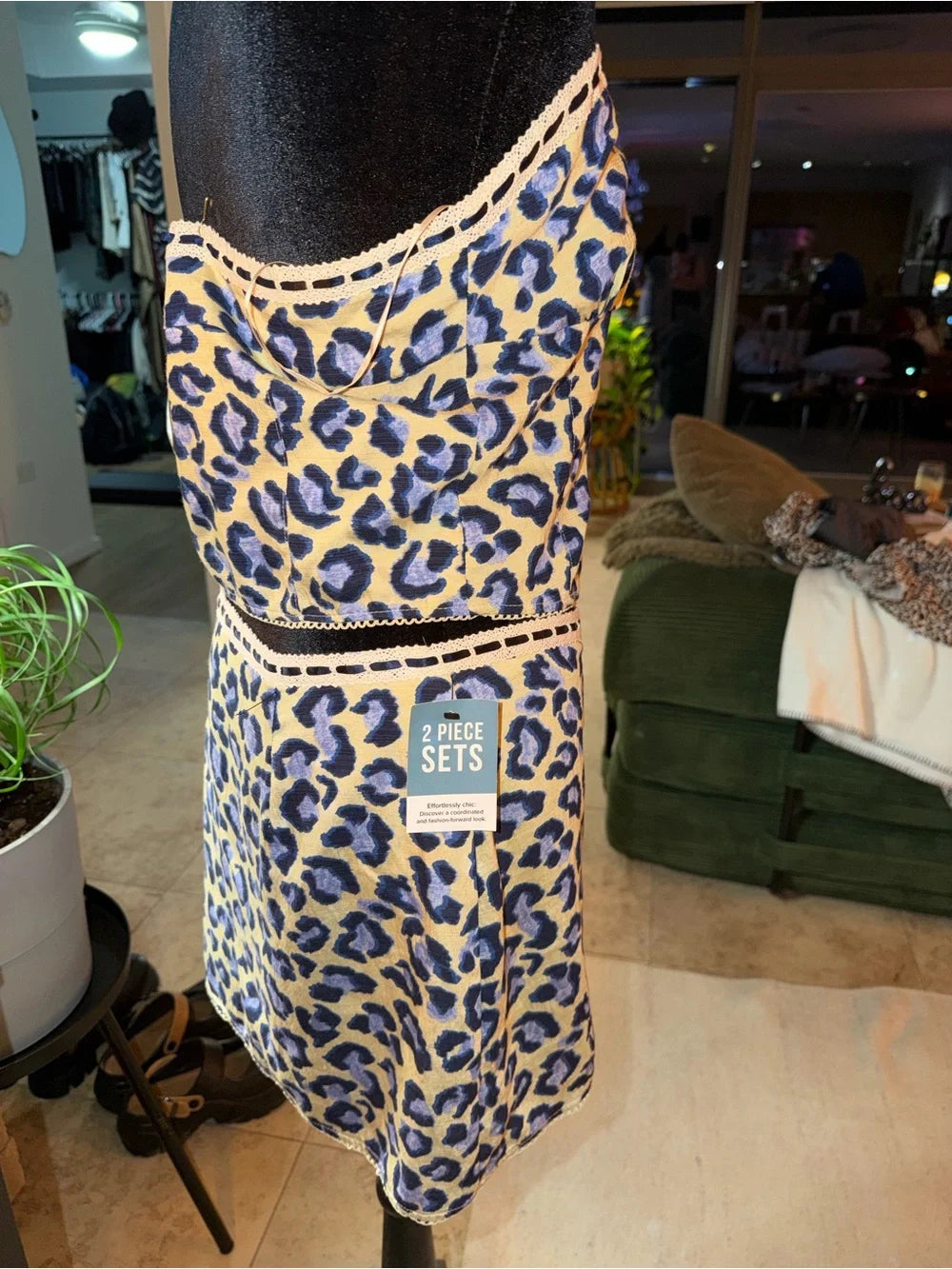Bailey Rose Strapless Leopard Print Mini Dress | Blue & Cream Party Chic