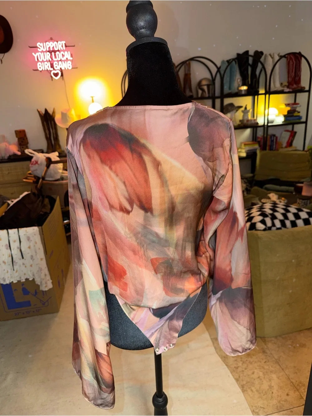 Zara Multicolor Pink Floral Wrap-Style Bodysuit