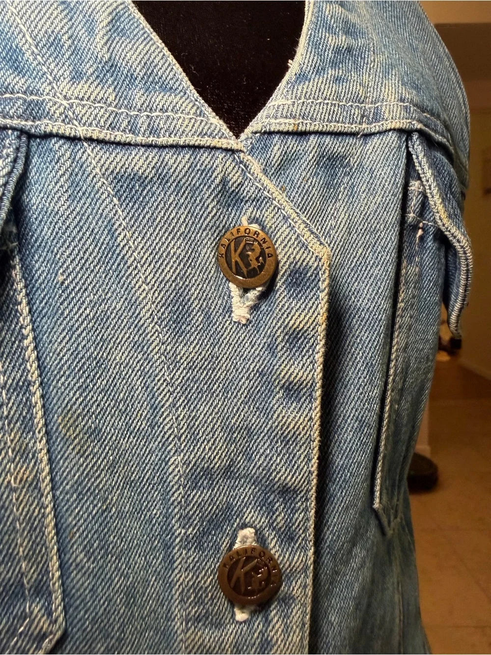 Sleeveless Blue Denim Maxi Dress with Front Buttons