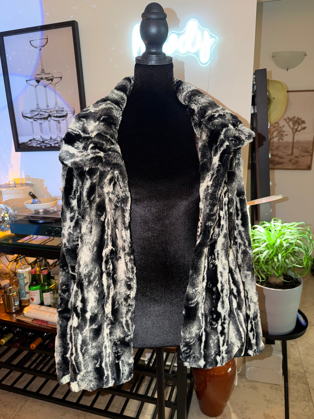 Black & White Fur Winter Jacket