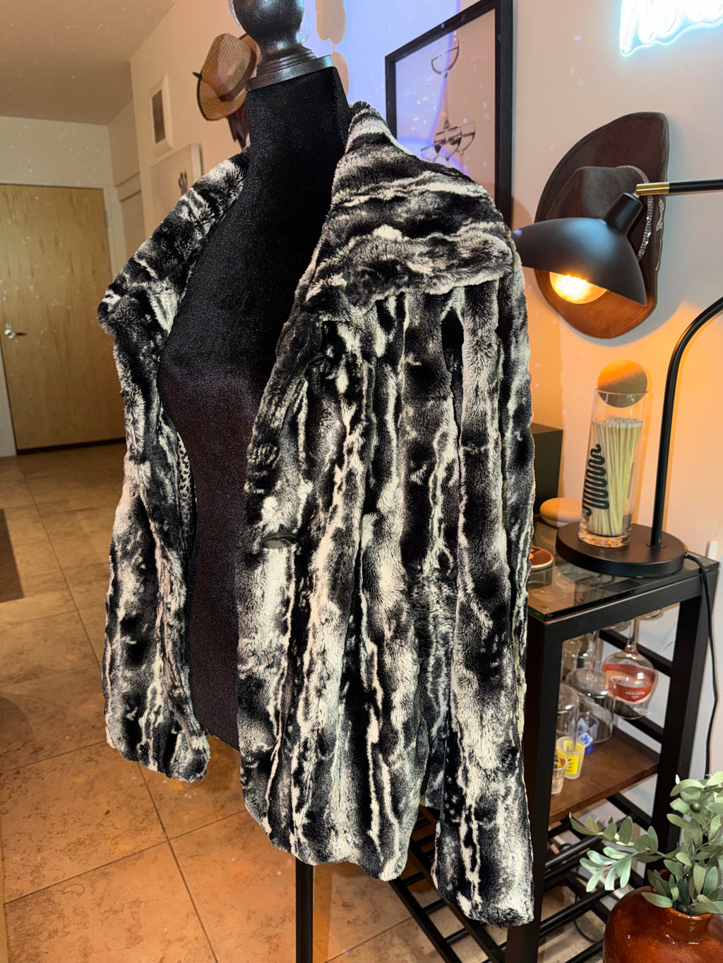 Black & White Fur Winter Jacket