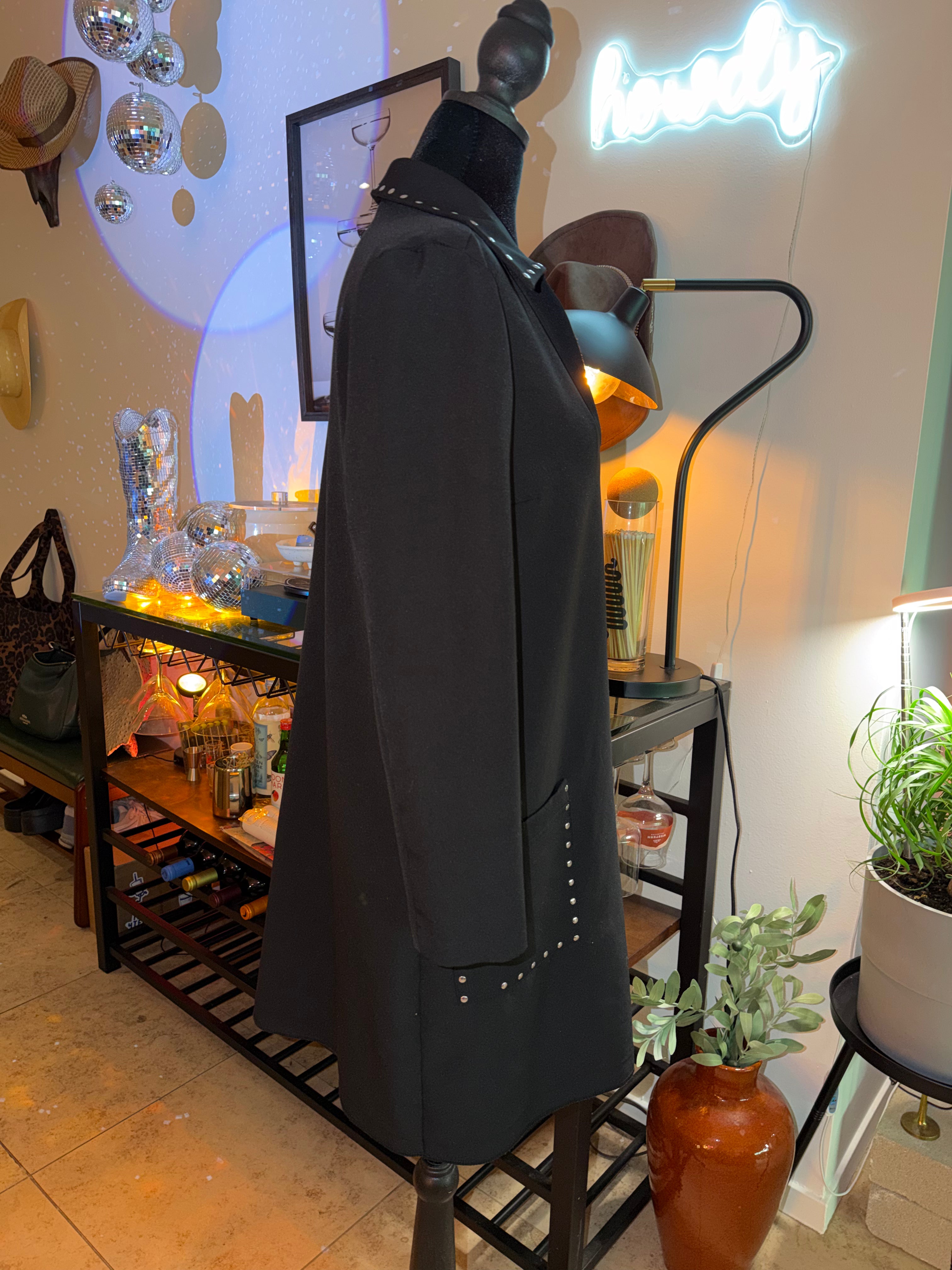 ZARA Stud-Trim Black Long Sleeve Dress