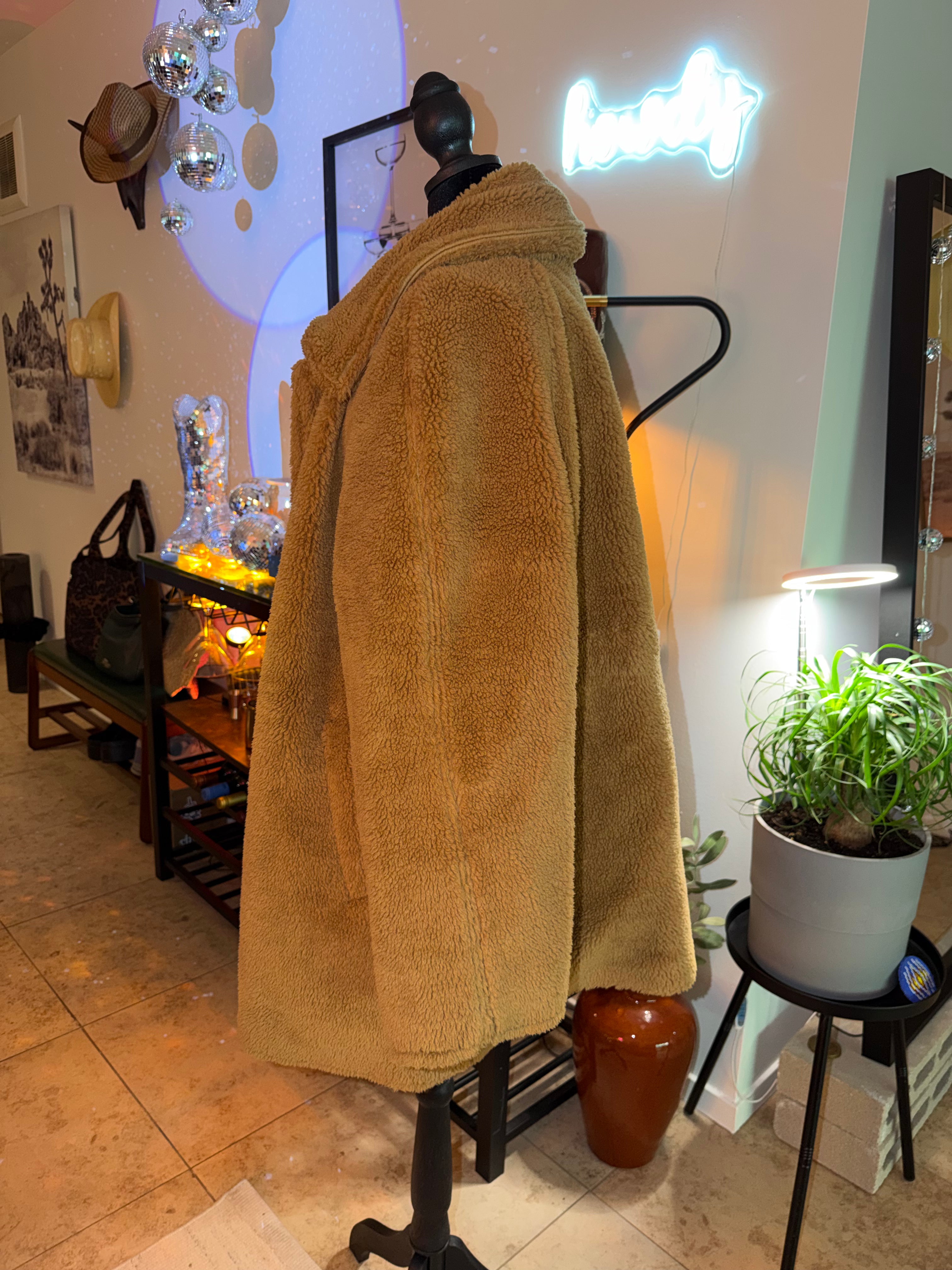 GAP Cozy Teddy Faux-Shearling Coat in Camel