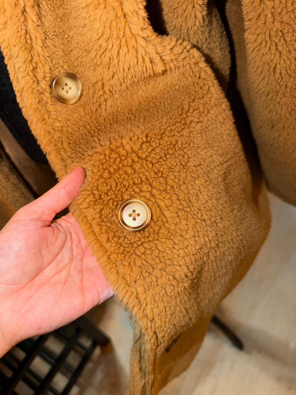 GAP Cozy Teddy Faux-Shearling Coat in Camel