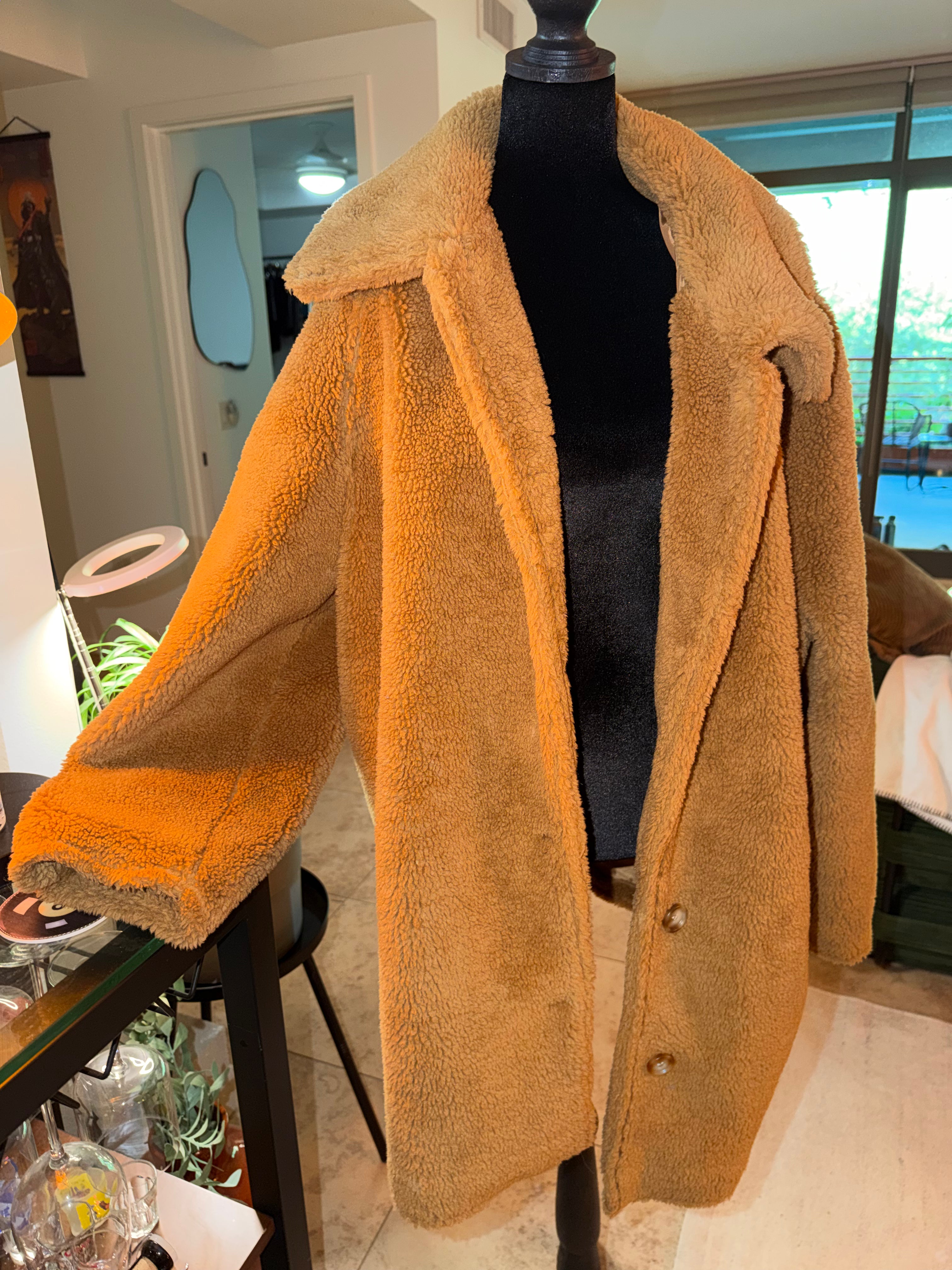 GAP Cozy Teddy Faux-Shearling Coat in Camel