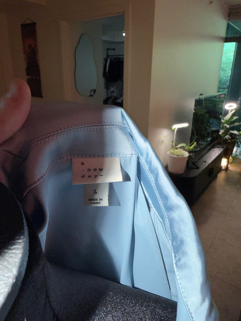 'a new day' Pale Blue Satin Tie-Front Blouse