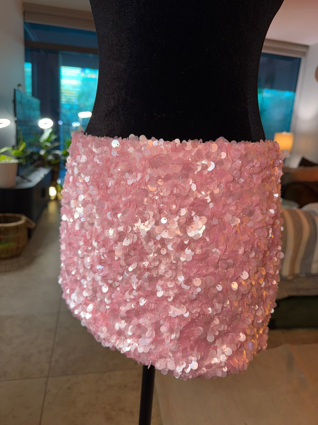 EDIKTED Pink Sequin Mini Skirt - Shimmering Party Skirt