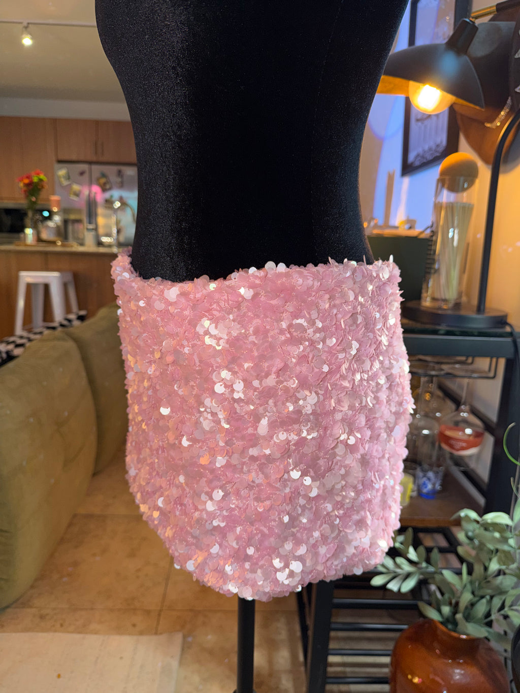 EDIKTED Pink Sequin Mini Skirt - Shimmering Party Skirt