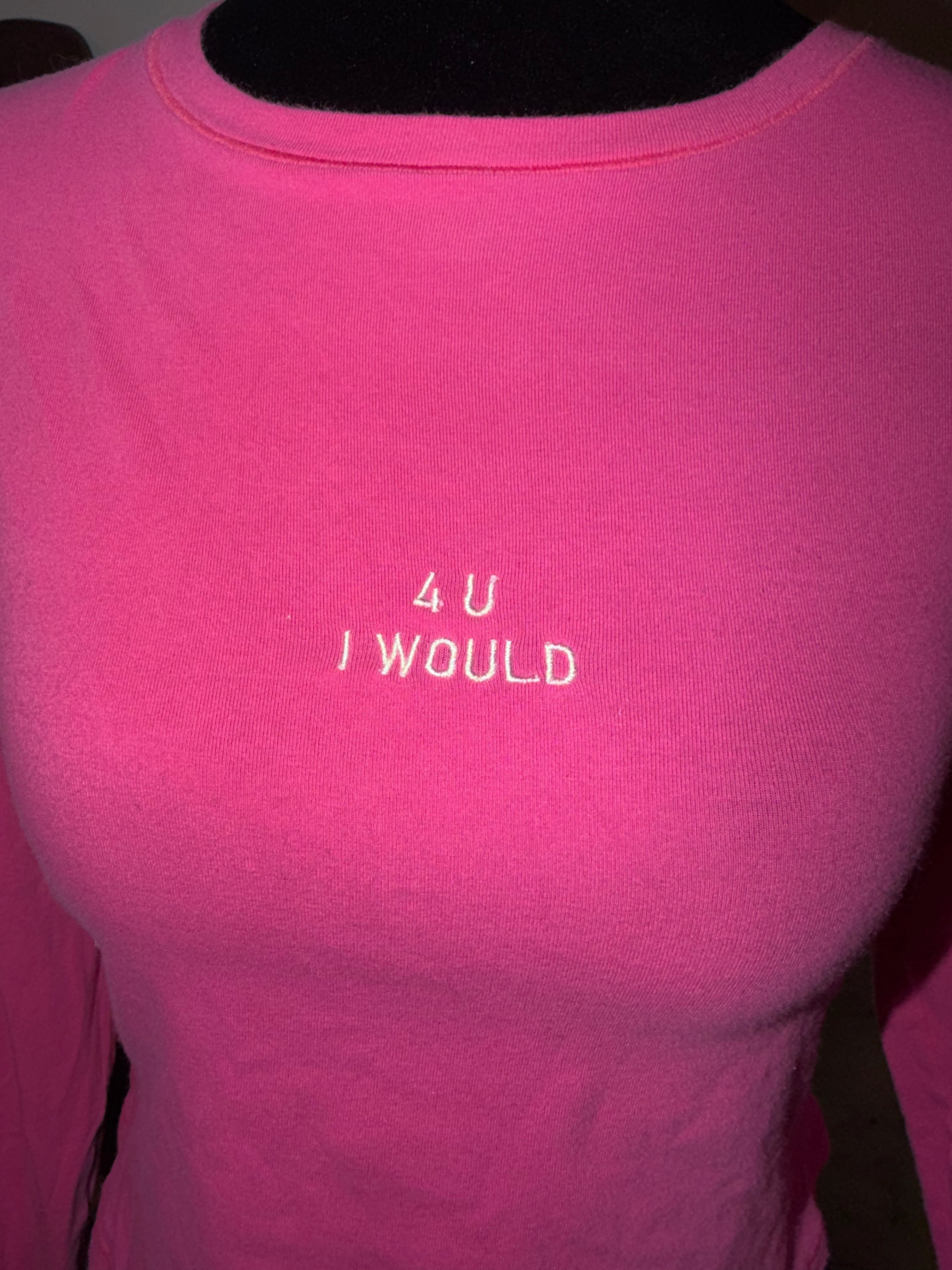 SKIMS Pink Long-Sleeve Crop Top | ‘4 U I WOULD’ Graphic Tee