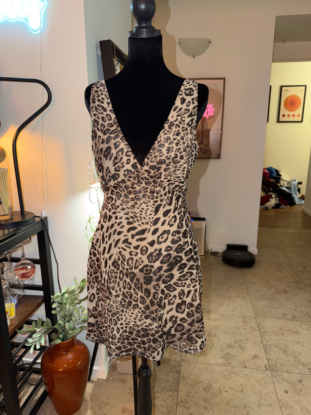 Princess Polly Leopard Print V-Neck Mini Dress | Beige & Black Going-Out Chic