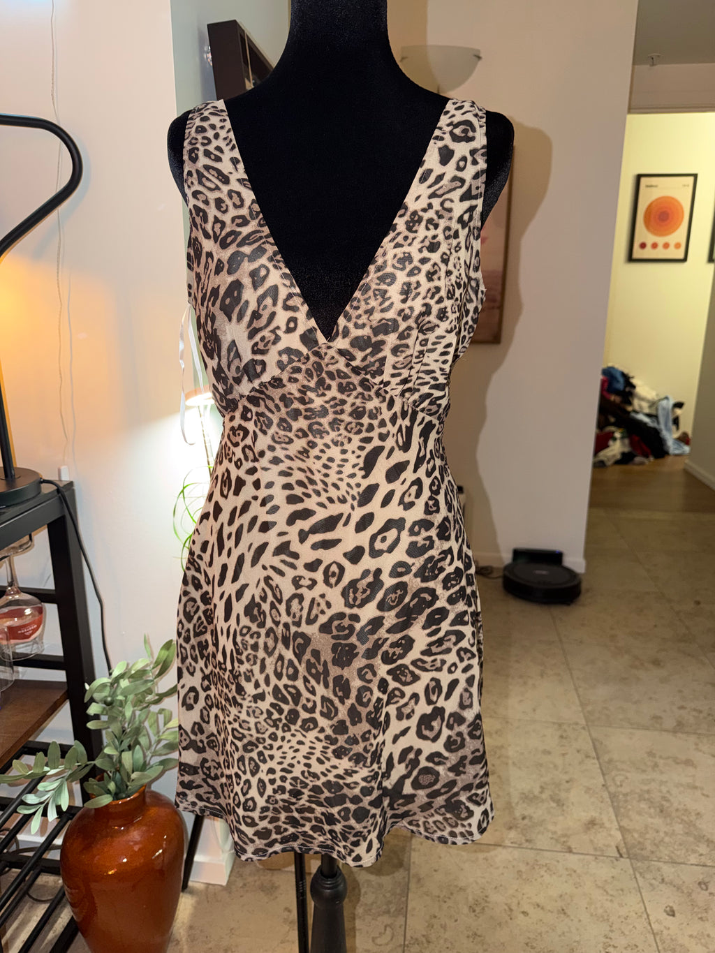 Princess Polly Leopard Print V-Neck Mini Dress | Beige & Black Going-Out Chic