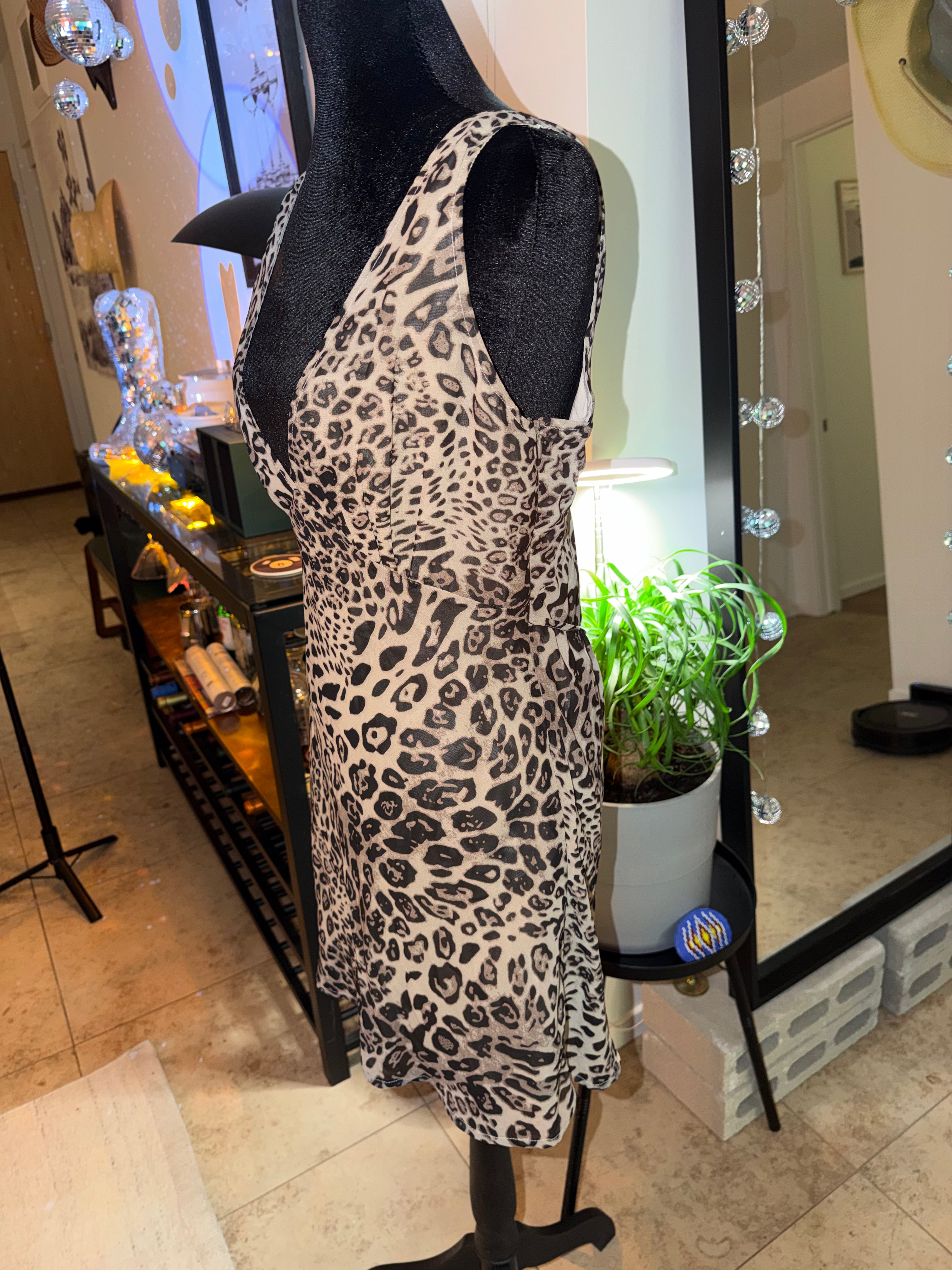 Princess Polly Leopard Print V-Neck Mini Dress | Beige & Black Going-Out Chic