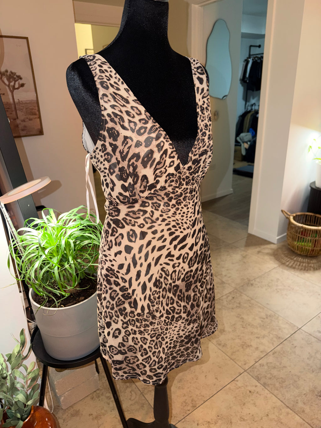 Princess Polly Leopard Print V-Neck Mini Dress | Beige & Black Going-Out Chic