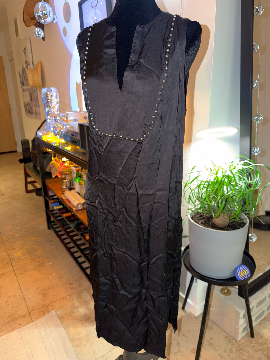 Zara Black Stud-Trim Midi Dress | Western Chic