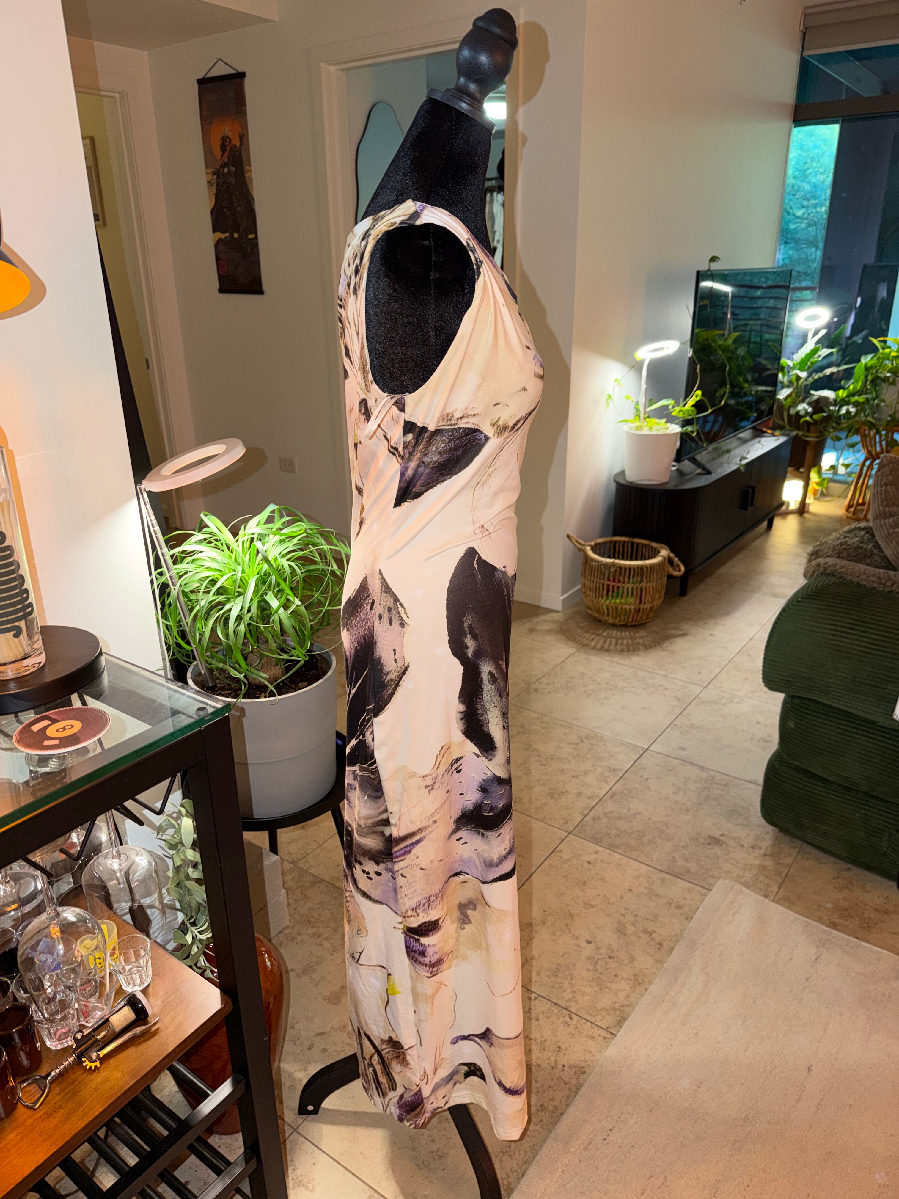 One-Shoulder Floral Maxi Dress | Moody Watercolor Slip Style