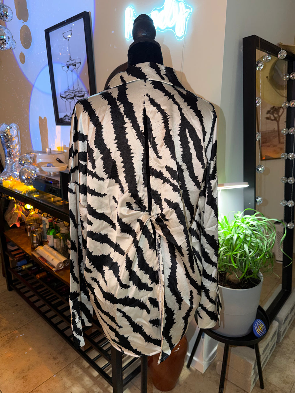 Black & White Zebra Print Button-Up Shirt | Bold Statement Layer