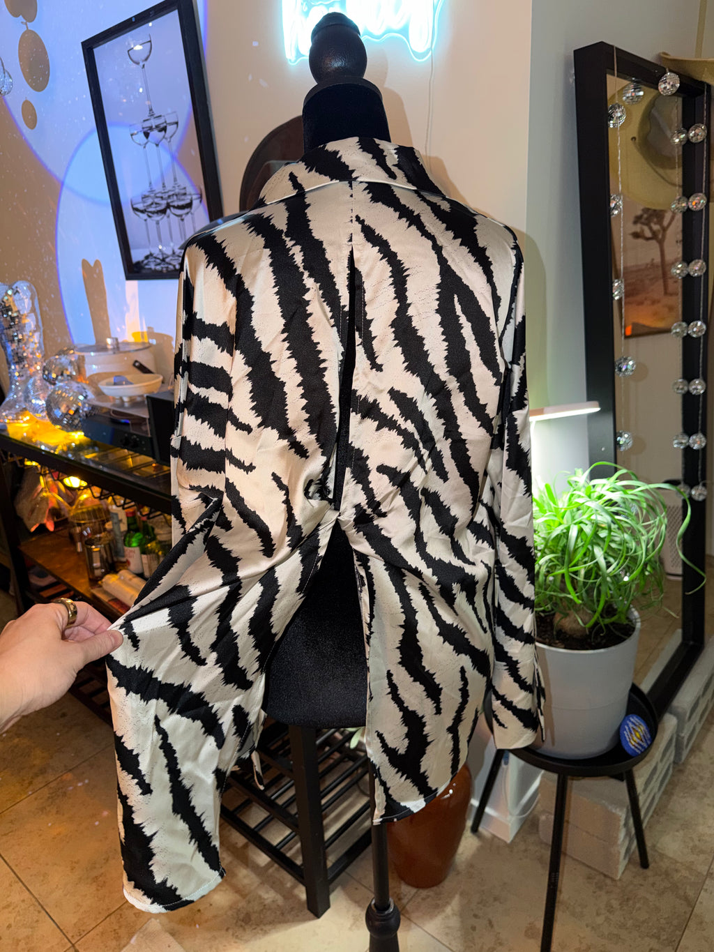 Black & White Zebra Print Button-Up Shirt | Bold Statement Layer