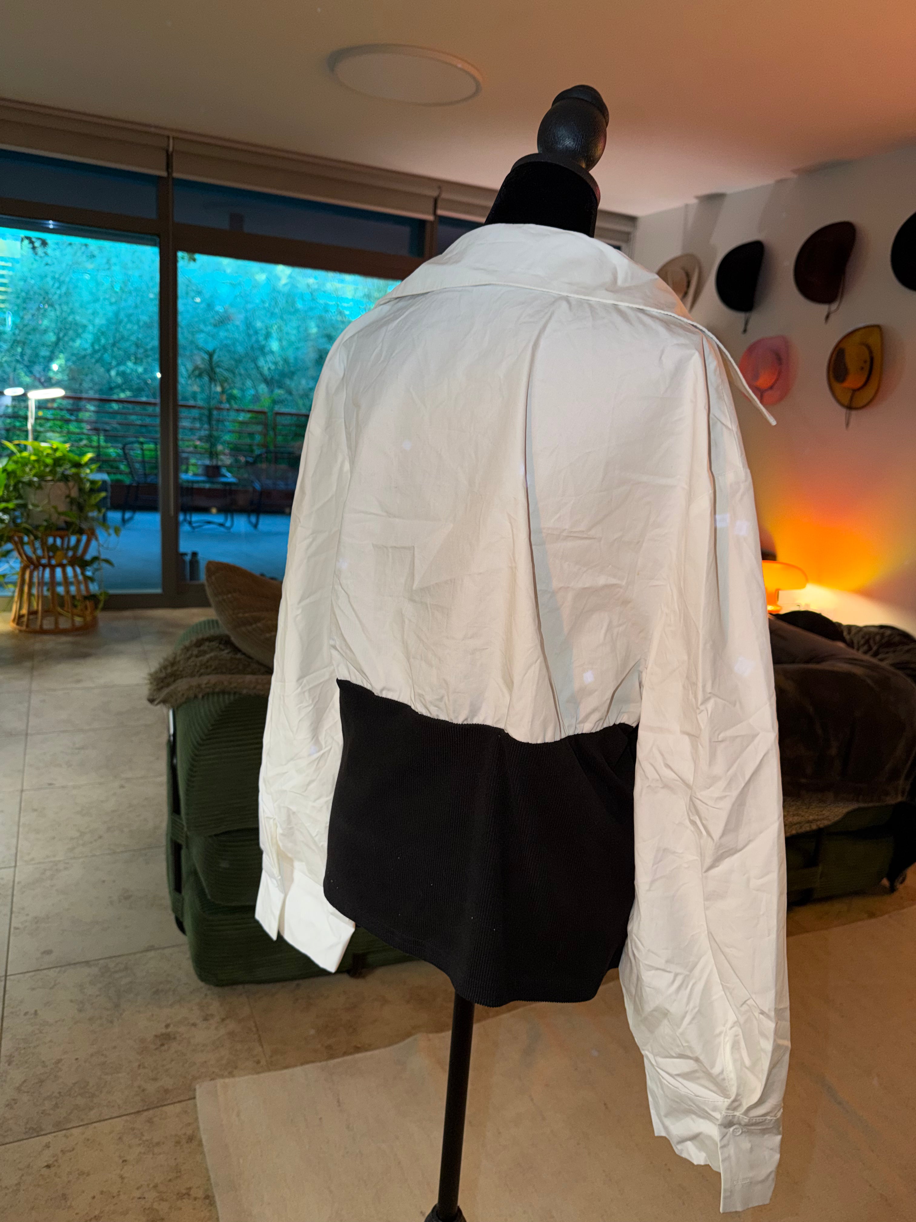 Cider Two-Tone Button-Down Top | Black & White Layered Look