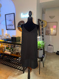 She + Sky Black Pinstripe Slip Mini Dress | Sleek Office-to-Night Chic