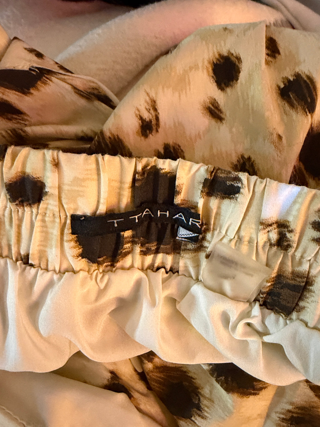 Tahari Leopard Print Skater Skirt | Beige & Black Flowy Chic