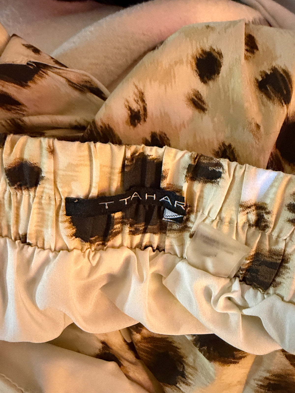 Tahari Leopard Print Skater Skirt | Beige & Black Flowy Chic