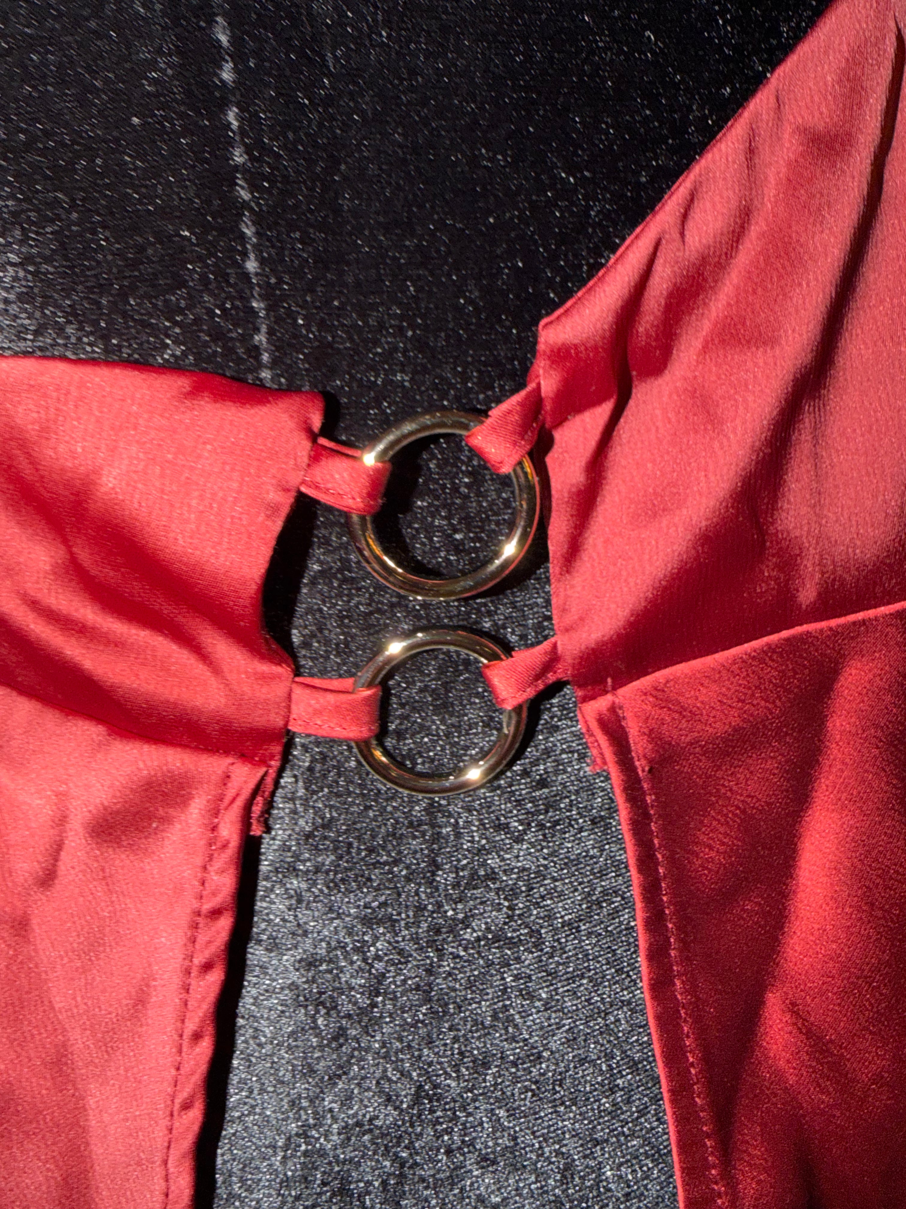 'silence + noise' Red Satin Cami with Gold Ring Straps | Date Night Chic