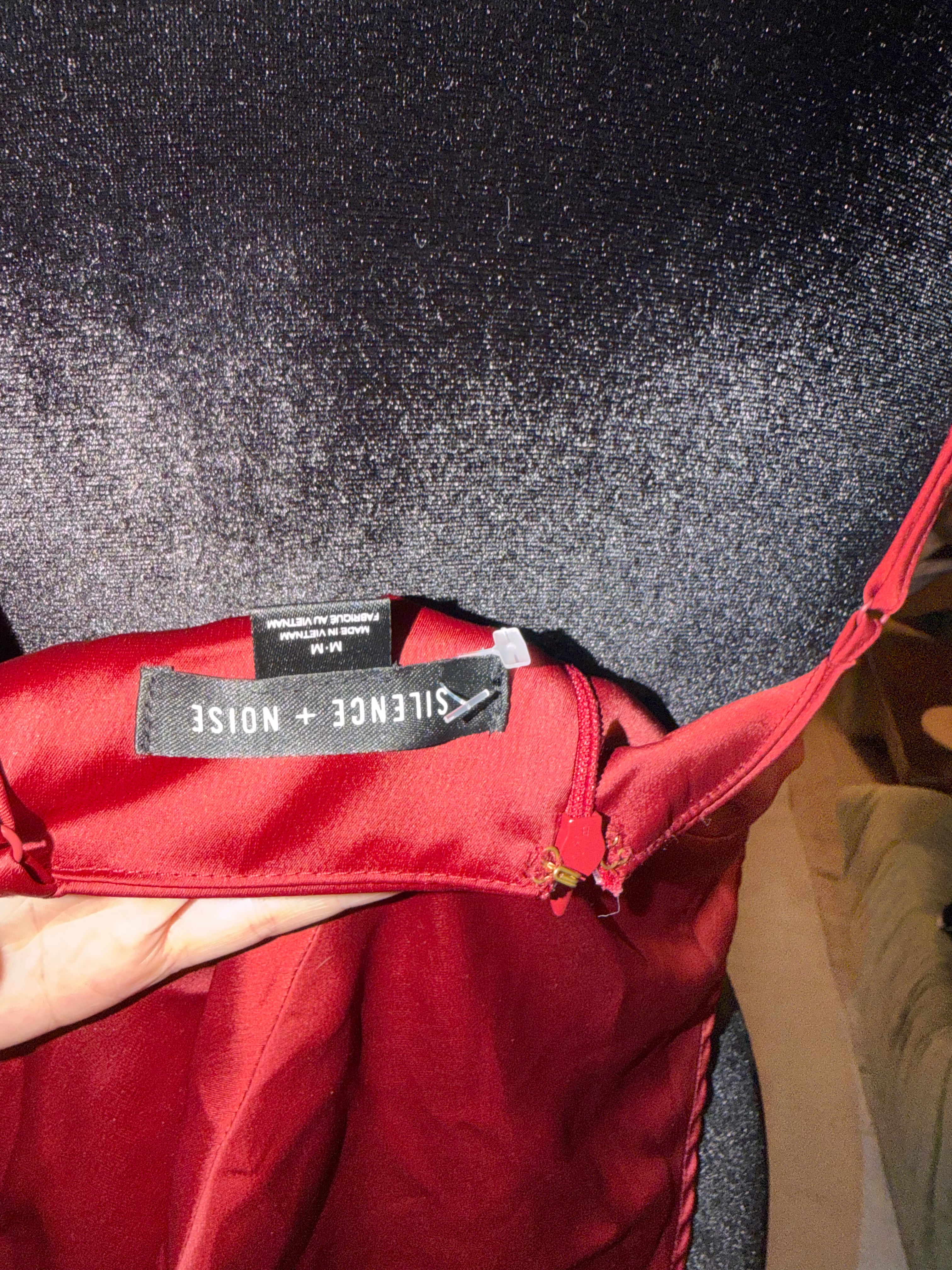 'silence + noise' Red Satin Cami with Gold Ring Straps | Date Night Chic