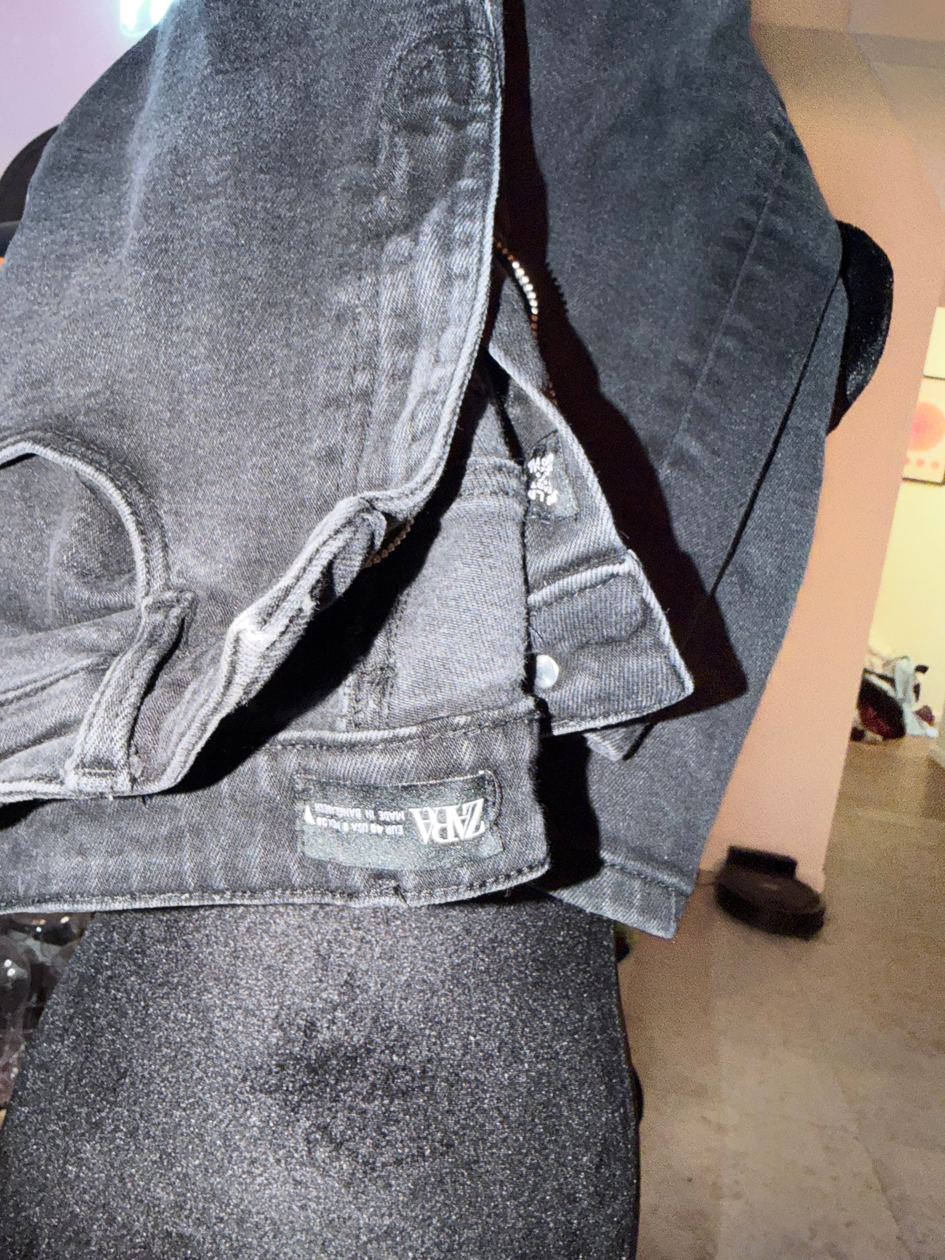 Zara Black Straight Leg Denim Jeans | Faded Black Everyday Staple