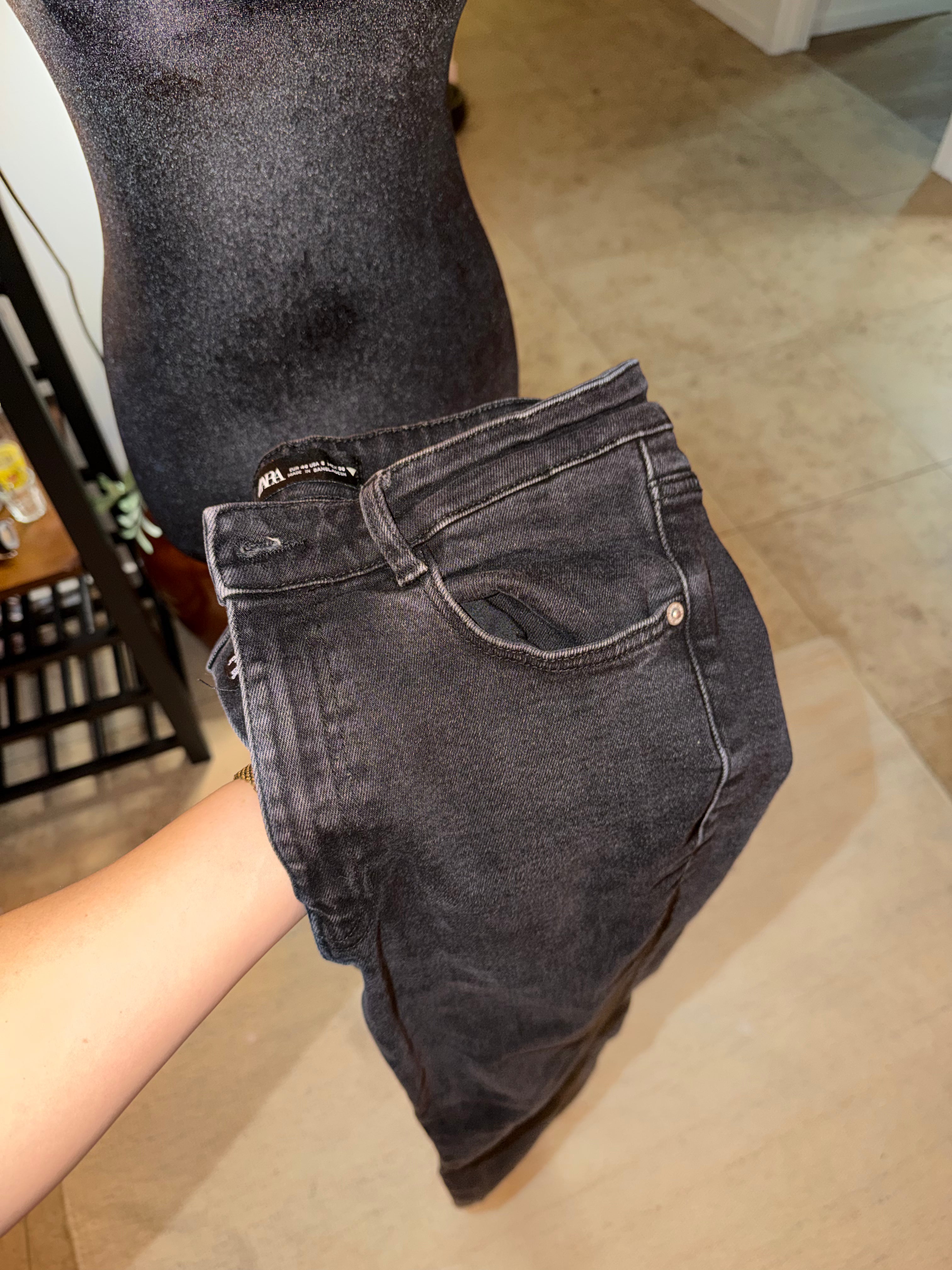 Zara Black Straight Leg Denim Jeans | Faded Black Everyday Staple