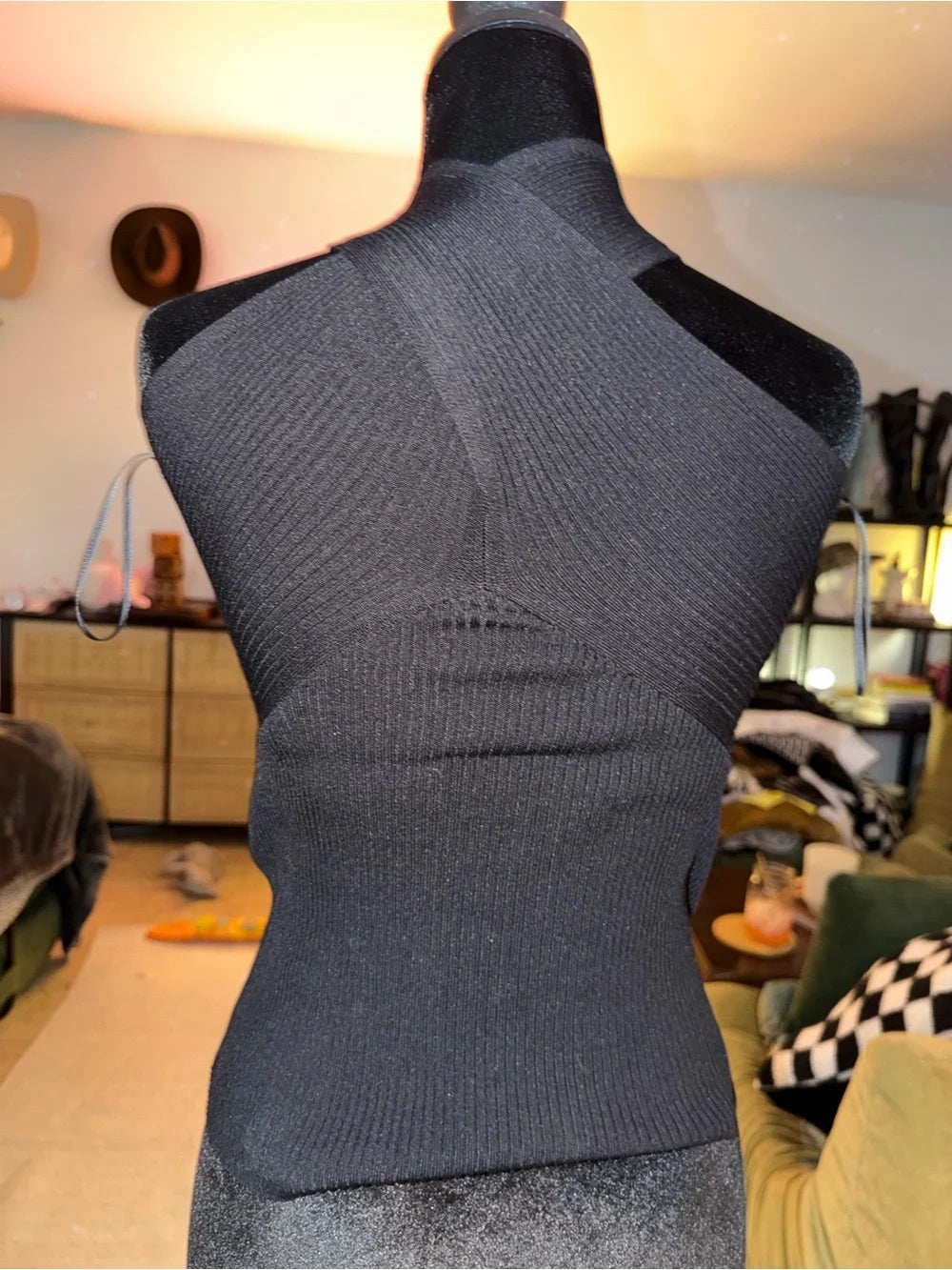 Zara Black Ribbed Knit Crossover Halter Top | Sleek Going-Out Basic