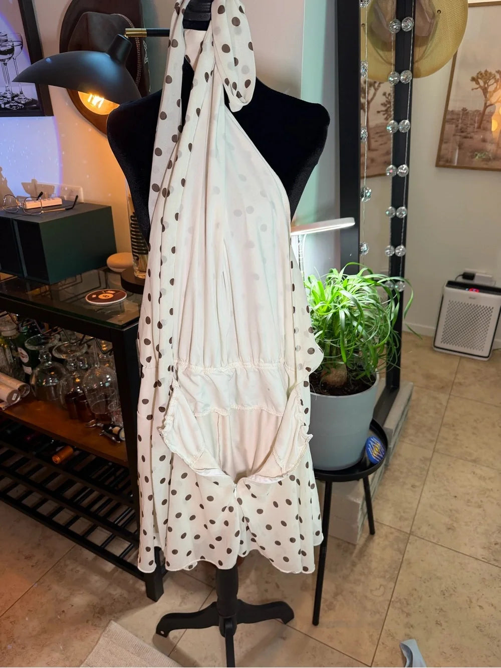 White Polka Dot Halter Romper