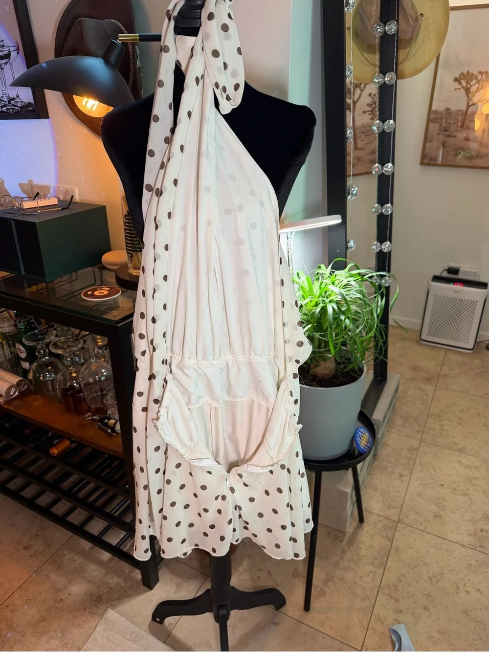 White Polka Dot Halter Romper