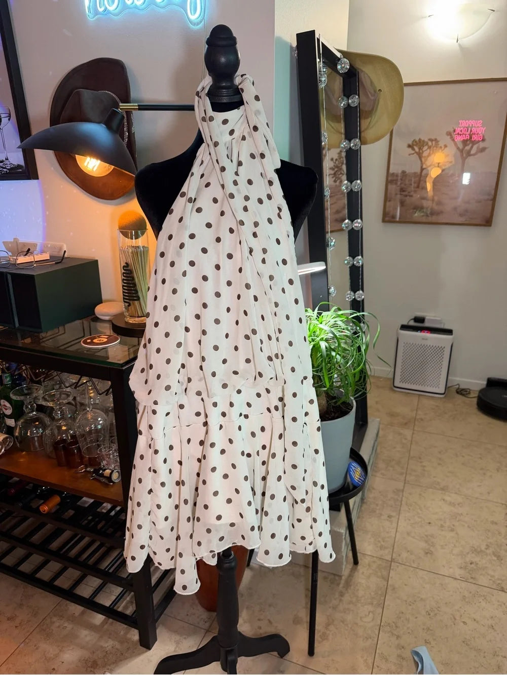White Polka Dot Halter Romper