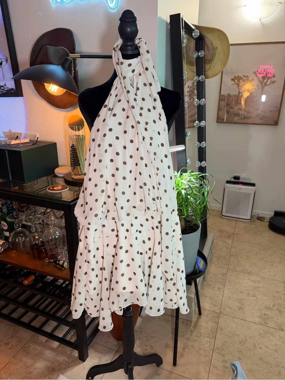 White Polka Dot Halter Romper