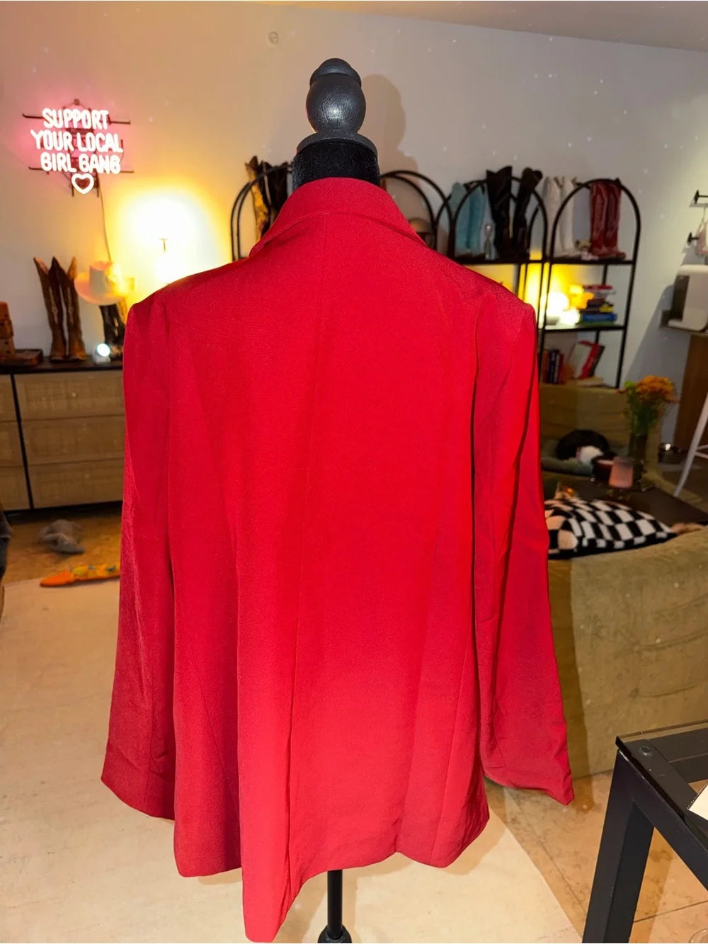 Red Single-Breasted Blazer | Bold Oversized Power Suit Chic