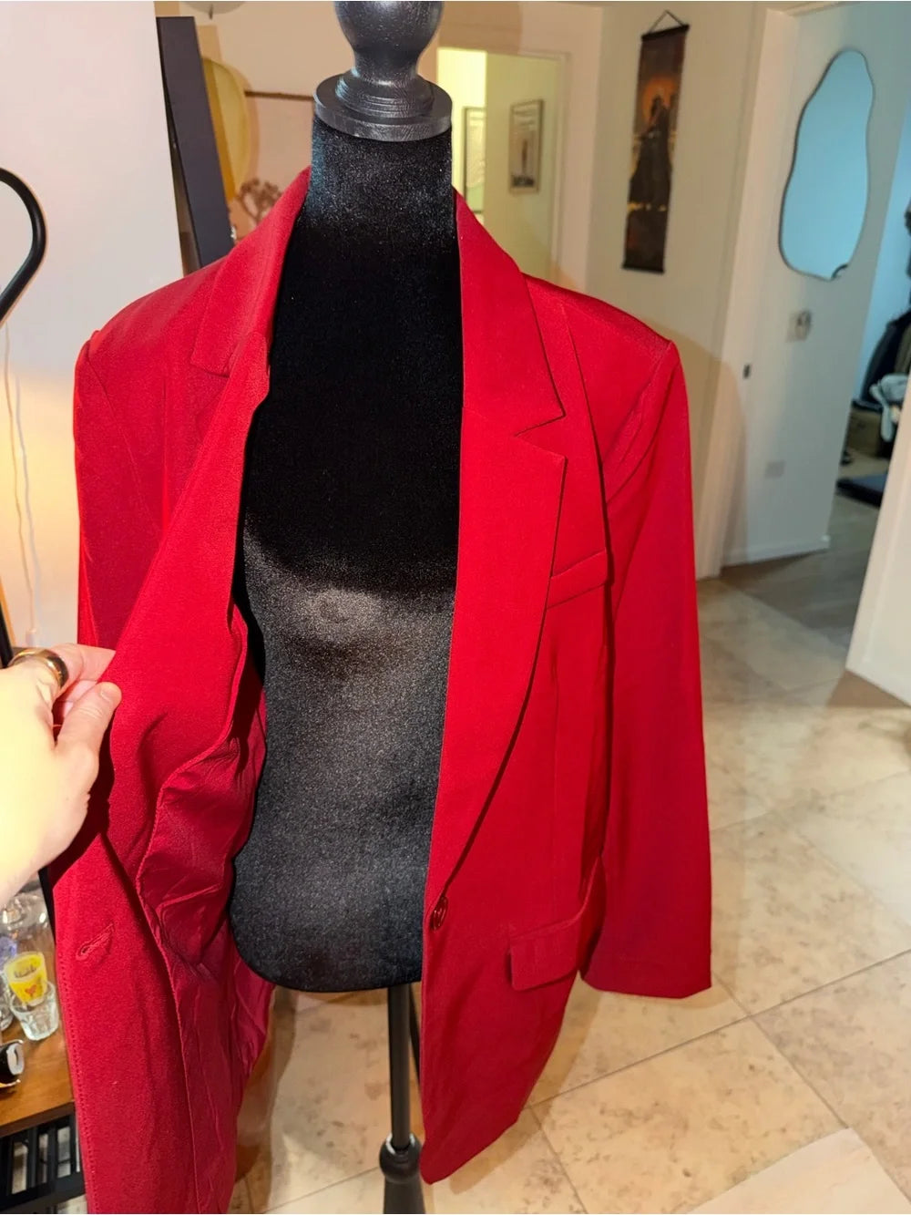 Red Single-Breasted Blazer | Bold Oversized Power Suit Chic