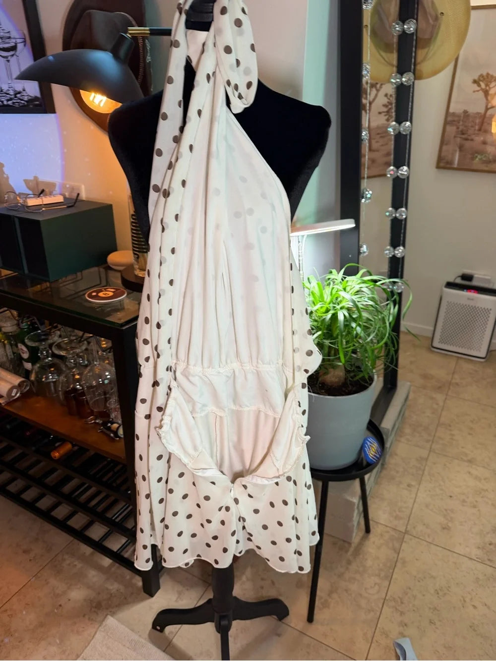 White Polka Dot Halter Romper