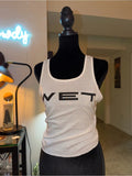 WET Logo White Scoop Neck Tank | Bold Graphic Y2K Basic