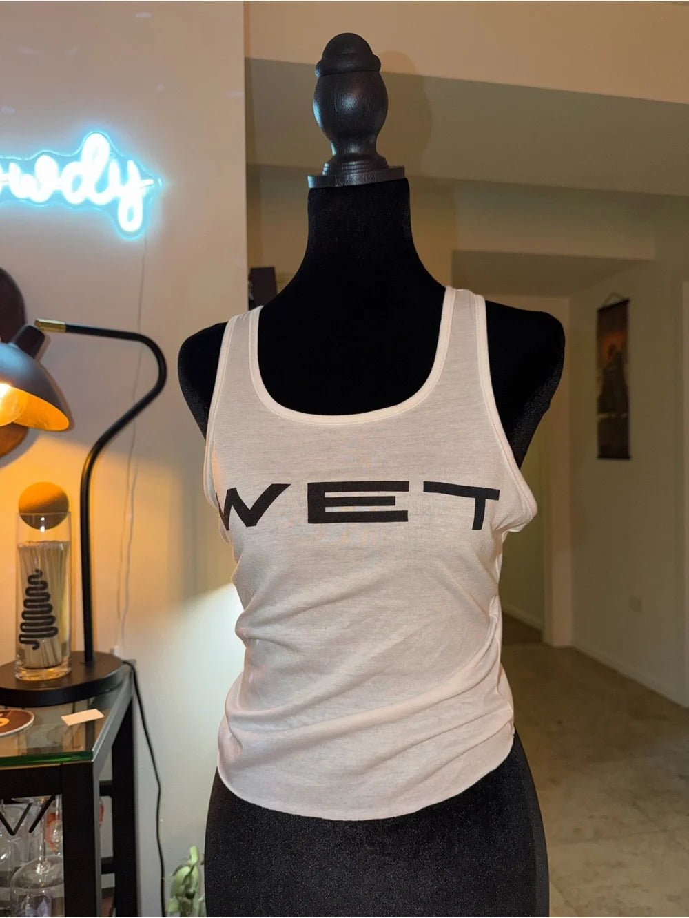 WET Logo White Scoop Neck Tank | Bold Graphic Y2K Basic