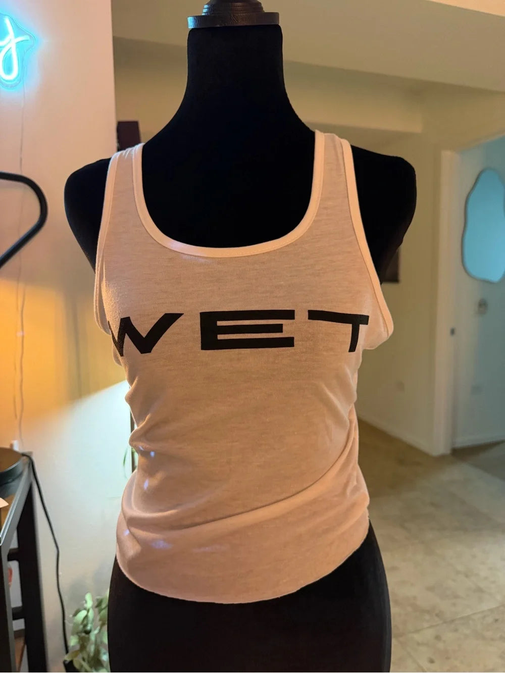 WET Logo White Scoop Neck Tank | Bold Graphic Y2K Basic