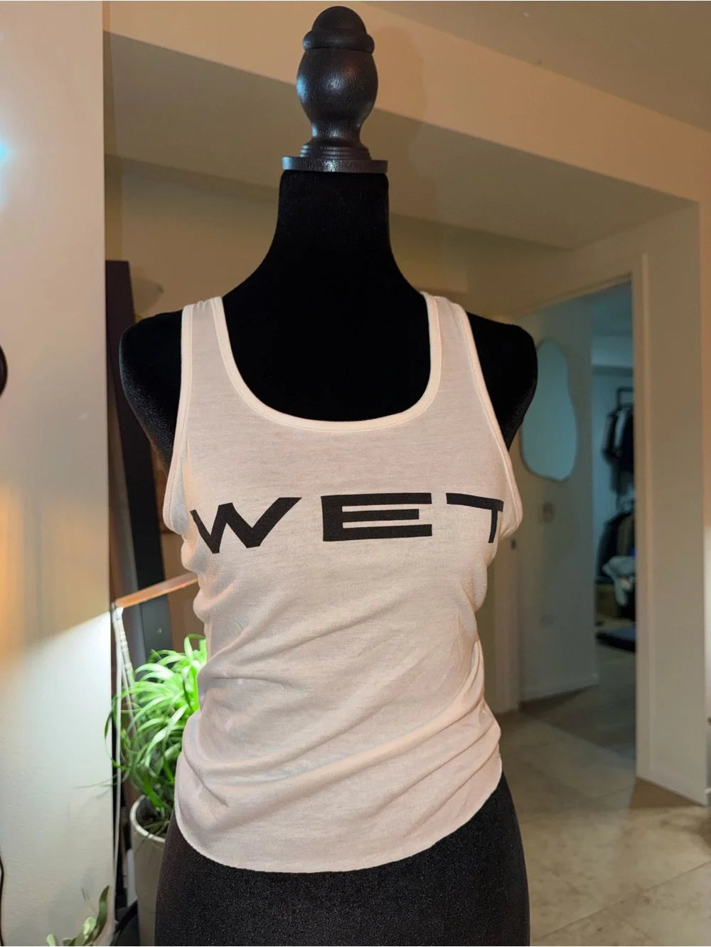 WET Logo White Scoop Neck Tank | Bold Graphic Y2K Basic