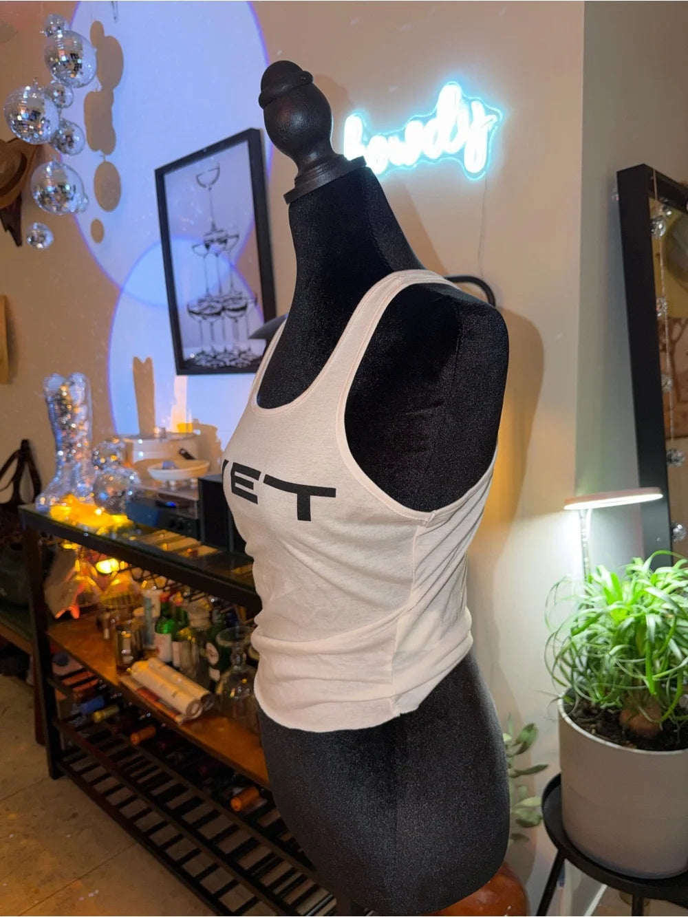 WET Logo White Scoop Neck Tank | Bold Graphic Y2K Basic