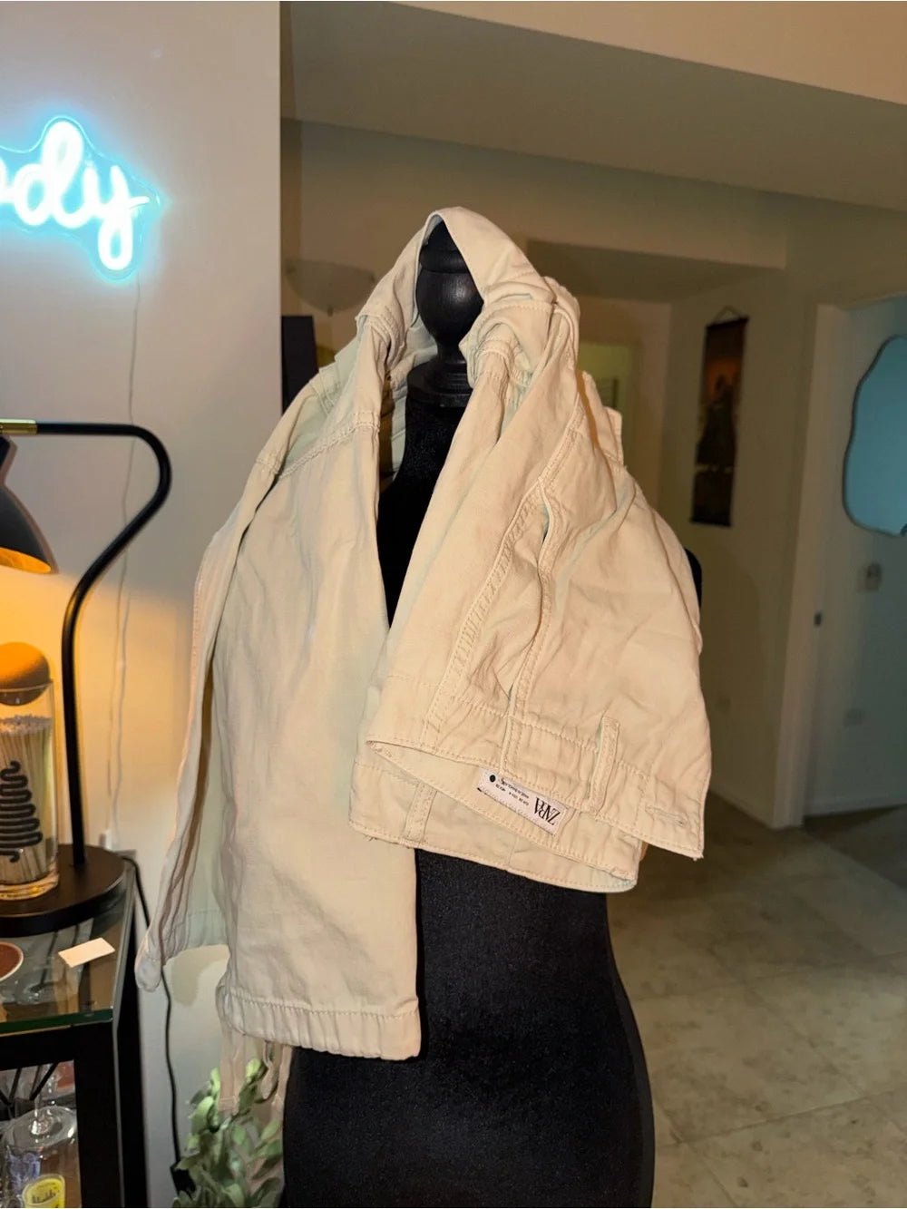 Zara Cream Utility Cargo Pants | Neutral Casual Staple